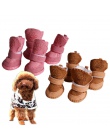 S-XXL zimowe ciepłe buty dla psów 4 sztuk/zestaw śliczne buty dla psa chodzenia po śniegu mieszanka bawełny Puppy trampki Pet Su