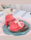 Zima jesień pies kot elegancki płaszcz z list bowknot puppy odzież dla psów teddy pudel ubrania dla małych zwierząt domowych