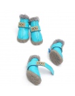 4 sztuk/zestaw moda psy zimowe śnieg buty skórzane buty dla psów dla Chihuahua wodoodporne antypoślizgowe obuwie dla zwierząt dl