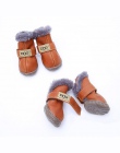 4 sztuk/zestaw moda psy zimowe śnieg buty skórzane buty dla psów dla Chihuahua wodoodporne antypoślizgowe obuwie dla zwierząt dl