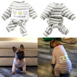 Ubrania dla zwierząt domowych w paski pies kombinezon piżama płaszcze dla psów odzież dla psów buldog francuski Chihuahua Puppy 