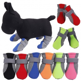 4 sztuk buty dla psów Anti-slip wiosna letnie ubranie dla psa buty Paw Protector paski odblaskowe pies Chihuahua Teddy śliczne o