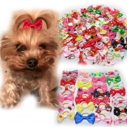 20 sztuk mieszane kokardy do włosów opaski gumowe cukierkowe kolory moda Cute Dog Puppy kot kotek zabawka dla zwierząt domowych 
