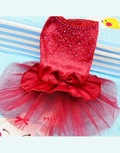 Pet Cat Dog Tutu sukienka Rhinestone Bowknot Puppy księżniczka sukienka Party sukienka dla psa suknia ślubna ubrania dla zwierzą