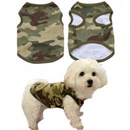 Ubrania dla zwierząt domowych lato Woodland kamuflaż bawełna yelek ubrania dla psów Teddy kamizelka dla zwierząt XS-L ubrania dl