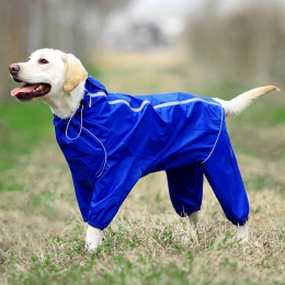 Pet Dog płaszcz przeciwdeszczowy odblaskowe wodoodporne ubrania wysoka Neck kombinezon z kapturem dla małych dużych psów deszcz 