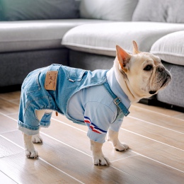 Dla psów Denim płaszcz jesień zima zwierzęta psy odzież tłuszczu ubrania dla psów moda Pet ubrania dla zwierząt buldog francuski