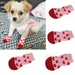 4 sztuk Puppy buty dla psów Cute Cartoon antypoślizgowe dzianiny skarpetki dla zwierząt miękkie ciepłe buty dla psa pies kot zim