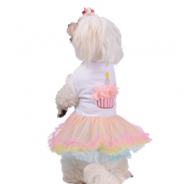 Kolorowe Słodkie Spódnica Pet Dog Puppy Dog Księżniczka Koronki Ciasto Kwiaty drukuj Tutu Sukienka Suknie Ślubne Dla Psa Puppy 4