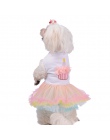Kolorowe Słodkie Spódnica Pet Dog Puppy Dog Księżniczka Koronki Ciasto Kwiaty drukuj Tutu Sukienka Suknie Ślubne Dla Psa Puppy 4