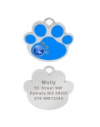 Spersonalizowane Dog ID Tag akcesoria dla psa dostosowane Rhinestone kości łapa kształt nazwa Tag płyta kołnierz dekoracji