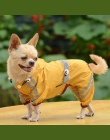 Puppy Pet pies fajne płaszcz przeciwdeszczowy błyszczą Bar z kapturem wodoodporna deszcz piękne kurtki płaszcz odzież odzież