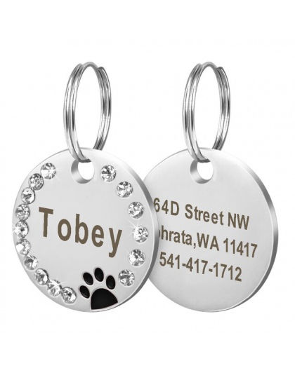Spersonalizowane nieśmiertelnik Custom Pet Puppy kot ID Tag obroża akcesoria stal nierdzewna grawerowane nazwa Tag łapy dla psów