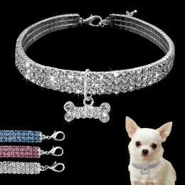 Bling Rhinestone obroża dla psa kryształ Puppy Chihuahua obroże dla psów Leash dla małych i średnich psów Mascotas akcesoria S M