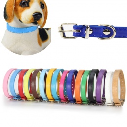 Obroża PU Leather Pet Dog miękkie kolorowe obroże dla małych i średnich psów i kotów szyi psów regulowany pasek kołnierz