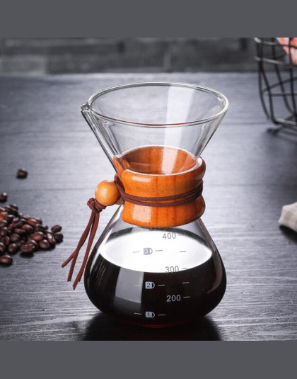 Klasyczne szkło kawiarka do espresso Chemex Style wlać ponad ekspres do kawy do kawy filtr do maszyny dzbanek do kawy 400 ml
