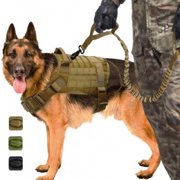 Wojskowe taktyczne szelki dla psa K9 pracy kamizelka dla psa Nylon Bungee smycz do biegania szkolenia dla średnich i dużych psów