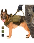 Wojskowe taktyczne szelki dla psa K9 pracy kamizelka dla psa Nylon Bungee smycz do biegania szkolenia dla średnich i dużych psów