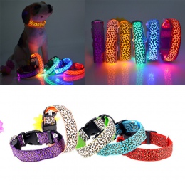 Nylonowa LED obroża dla zwierząt noc bezpieczeństwo miga świecące kołnierz smycz dla psów Luminous fluorescencyjne Pet Supplies 