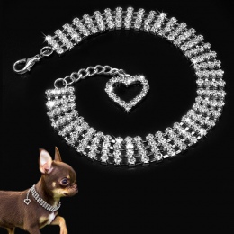 Misterolina 4 rzędy cyrkonie naszyjnik dla zwierząt domowych CollarsBling biżuteria obroże serce wisiorek Puppy Cat Party akceso