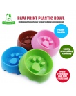4 kolor śliczne miska dla zwierzęcia domowego dla psów koty z tworzywa sztucznego Paw Print miska dla psa miska S M