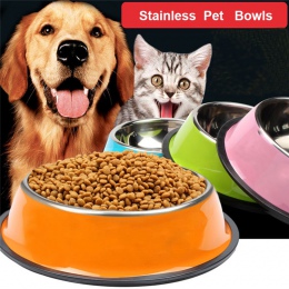 3 rozmiar dla psów ze stali nierdzewnej miska dla zwierząt farba w sprayu farby Puppy koty napój żywności podajnik wody dla zwie