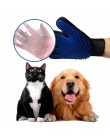 Silikonowy szczotka dla psa Pet Grooming rękawice Deshedding grzebień dla psów koty w lewo/w z prawej strony szczotka do usuwani