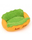 Hot Dog łóżka dla psa zdejmowane miękkie mata dla zwierząt domowych Sofa śliczne łóżka dla przytulny Puppy miot kot poduszka do 