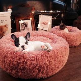 Hodowla psów okrągły kot zima ciepły spania torba na ramię długi pluszowe Super miękkie łóżko dla zwierząt poduszka dla szczenia