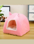 Pies dom łóżka dla małych psów ciepłe-na każdy sezon-bawełna ciepłe słodkie różowy zielony stałe zwierząt uszy kot miękkie dom f