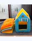 Moda wymienny zmywalny dom dla psa zimowe ciepłe miękkie kształt domu łóżko dla psa z poduszką dla małych średnich psów hodowla 