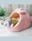 Łóżko dla psa dom hodowla Doggy ciepła poduszka kosz dla małych średnich psów moda truskawka jaskini kot namiot Puppy Nest Mat