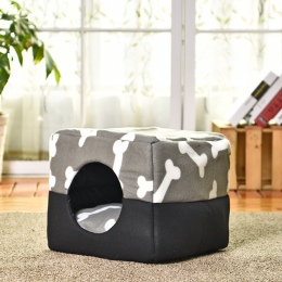 Wielofunkcyjny trzy wykorzystanie łóżko dla psa bawełna hodowla dom dla zwierząt dom szczeniak dom wzór kości szary kolor S/ M w