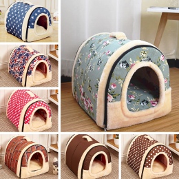 Dom dla zwierząt łóżko dla psa z drukuj mata składana łóżko dla psa i kota Pad gniazdo dla małych średnich psów przenośne ponad 