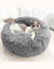 Długie pluszowe miękkie łóżko dla psa szary okrągły kot zima ciepłe łóżka do spania torba Puppy pies koty poduszki Mat przenośne