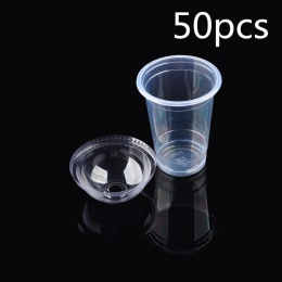 Hurtownie 50 sztuk/zestaw wyczyść jednorazowe plastikowy kubek na herbatę kawy kubki z pokrywkami 450 ml do mrożona kawa Bubble 