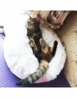 Okrągłe pluszowe legowisko dla kota dom dla zwierząt miękkie długie pluszowe kot Mat okrągły pies łóżko dla małych psów koty gni