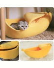 Banana legowisko dla kota dom przytulne śliczne Banana poduszka dla szczeniaka Kennel ciepłe przenośny zwierzęta domowe są koszy