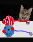 Piękny pasek nylonowa lina okrągła kula myszy długi ogon Bell Pet kot ukąszenie grać zabawki