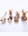 4 sztuk/partia zabawki dla kotów mysz kulka rybna zabawka z piórkami z miętą zabawny kot Teaser interaktywne zwierzęta domowe są
