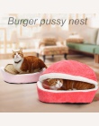 Wymienny kot śpiwór sofy mata z hamburgerami pies dom krótkie pluszowe małe łóżko dla zwierząt ciepłe Puppy Kennel Nest poduszka