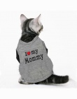 Miłość ubrania dla kota bawełniane koszulki z krótkim rękawem odzież dla koty kocięta kamizelka małe ubrania dla psa mama tata k