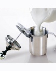 800/400 ML ze stali nierdzewnej spieniacz do mleka pompa mikser do kawy spieniacz mleka Cappuccino Latte podwójne siatki delikat