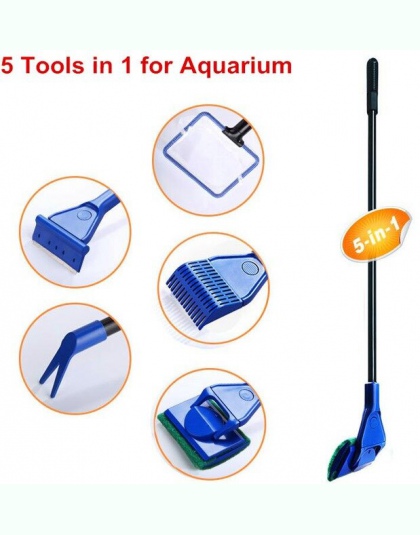 5 w 1 narzędzia do czyszczenia akwarium zbiornik akwarium zestaw do czyszczenia Sieć na ryby żwiru prowizji szczotki gąbka widel