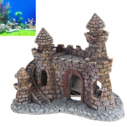 Żywica zamek kartonowy akwaria ozdoby zamkowa wieża ozdoby akwarium akwarium akcesoria dekoracyjne