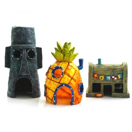 Akwarium SpongeBob figurki dekoracja Skalmar Patrick rozgwiazda ananas akcesoria dla rybek prezent dla dzieci