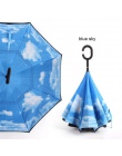 C uchwyt wiatroszczelna składany parasol mężczyzna kobiet słońce deszcz samochodów odwrócony parasole podwójna warstwa anty UV s