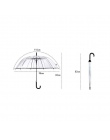 Półautomatyczne przezroczyste parasole do ochrony przed wiatrem i deszczem, długi uchwyt parasol jasne pole widzenia
