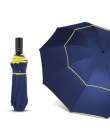 120 CM automatyczne podwójne duży parasol deszcz kobiety 3 składane odporny na wiatr, odporny na duży parasol mężczyźni rodzina 
