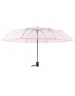 Fancytime przezroczysty automatyczne parasol dla kobiet i dzieci średnica 93 cm trzy składane wiatroszczelna słoneczne i deszczo